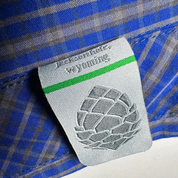 Stio Men's Large Bircher Blue Plaid LS Button-Up Performance Shirt D/C - EUC - Picture 11 of 12